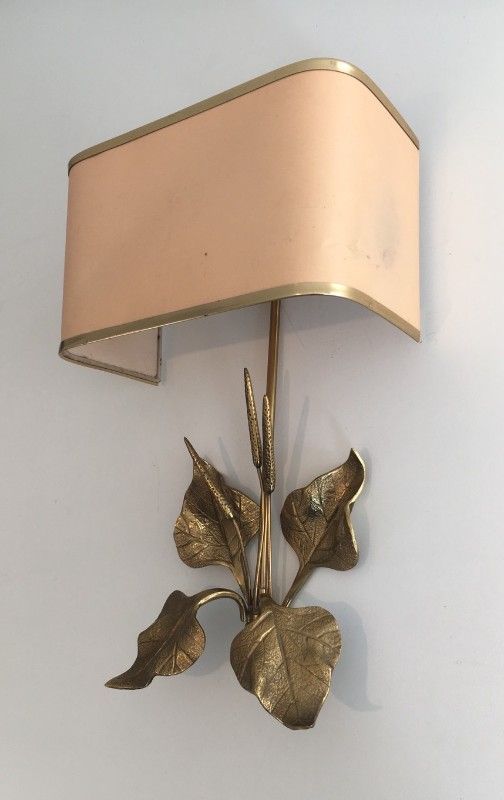 Paire d'Appliques en Bronze aux Epis de Blé et Feuilles. Dans le goût de la Maison Charles