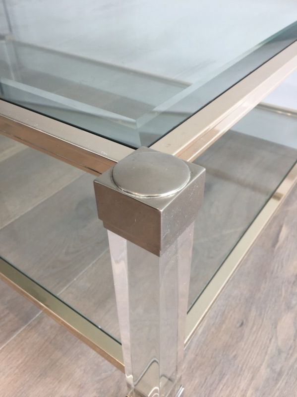 Grande Table Basse en Plexiglass et Chrome