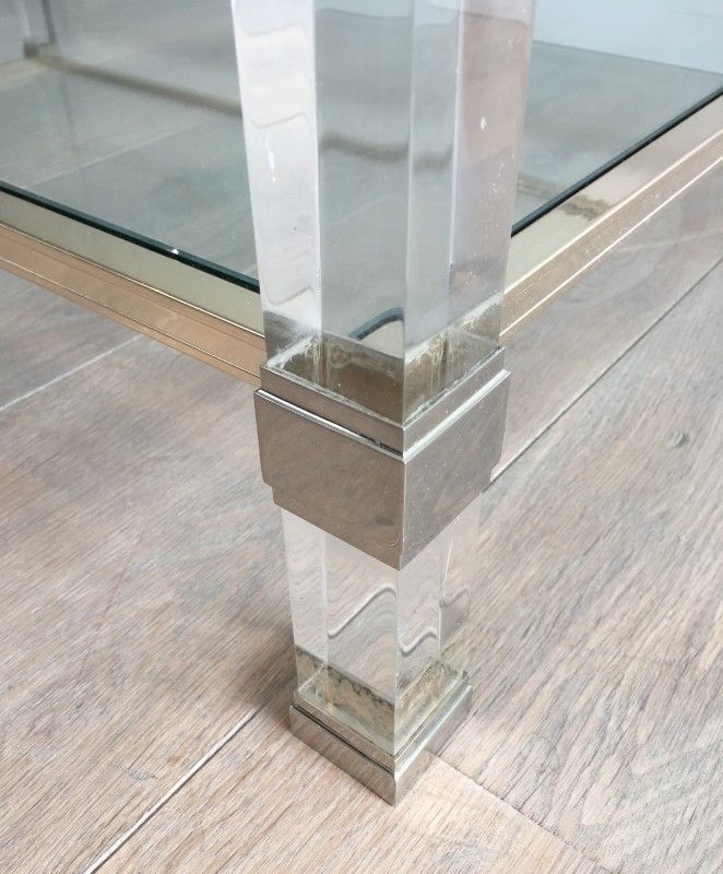 Grande Table Basse en Plexiglass et Chrome