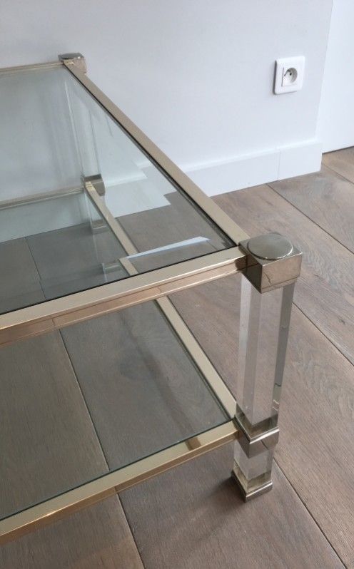 Grande Table Basse en Plexiglass et Chrome