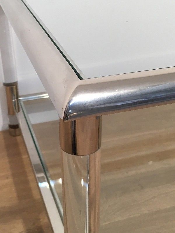 Grande Table Basse en Chrome et Plexiglass