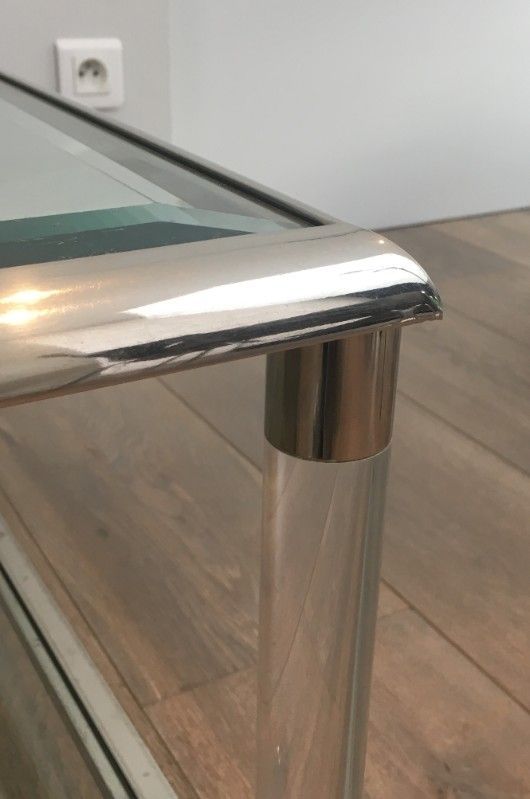 Table basse Carrée en Chrome et Plexiglass