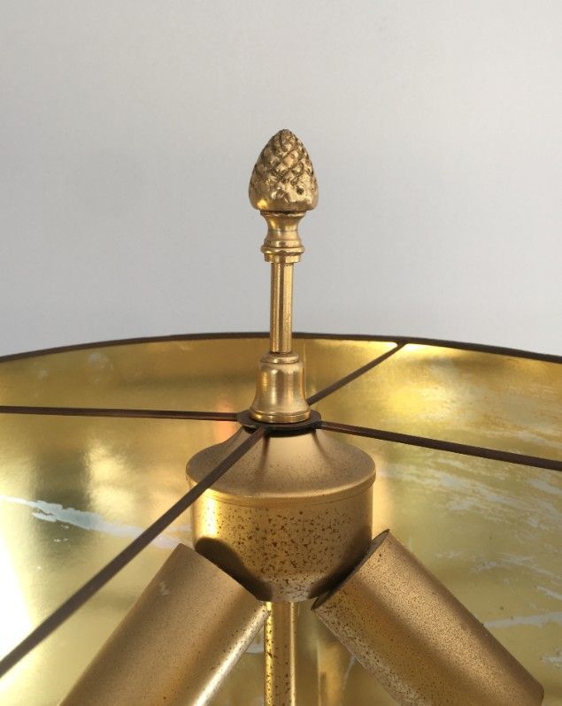 Lampe Oeuf d'Autruche en Opaline Blanche et Nickel Doré Dans le Goût de la Maison Charles