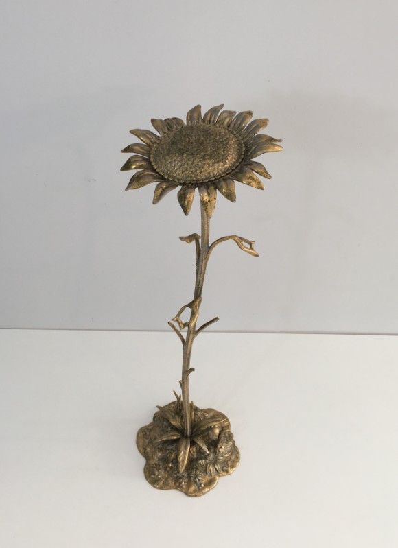 Elément Décoratif en Bronze représentant un Tournesol