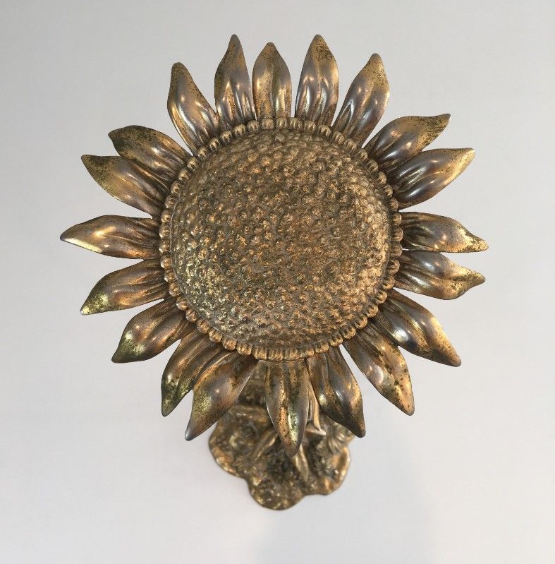 Elément Décoratif en Bronze représentant un Tournesol