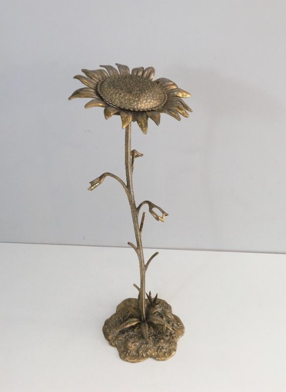 Elément Décoratif en Bronze représentant un Tournesol