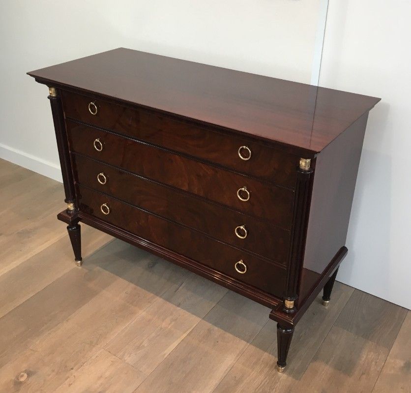 Commode Néoclassique en Acajou et Laiton