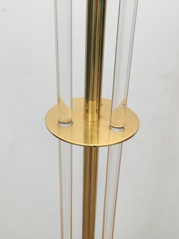 Lampadaire de Parquet Design en Laiton Doré et Plexiglass