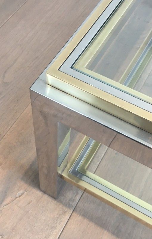 Table Basse en Chrome et Laiton. Jean Charles