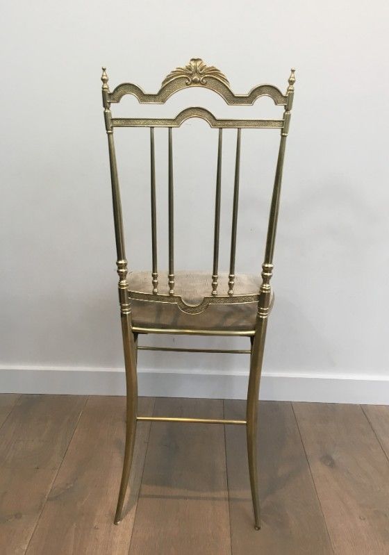 Rare Suite de 4 Elégantes Chaises Néoclassiques en Laiton