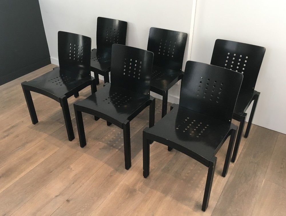 Série de 6 Chaises en Bois Noir