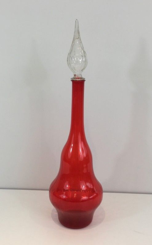 Grande Bouteille Design en Verre Rouge