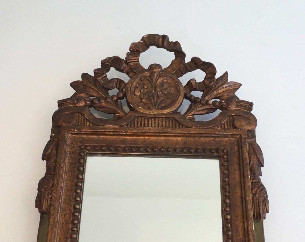 Miroir de Style Louis XVI en Bois Patiné et Doré