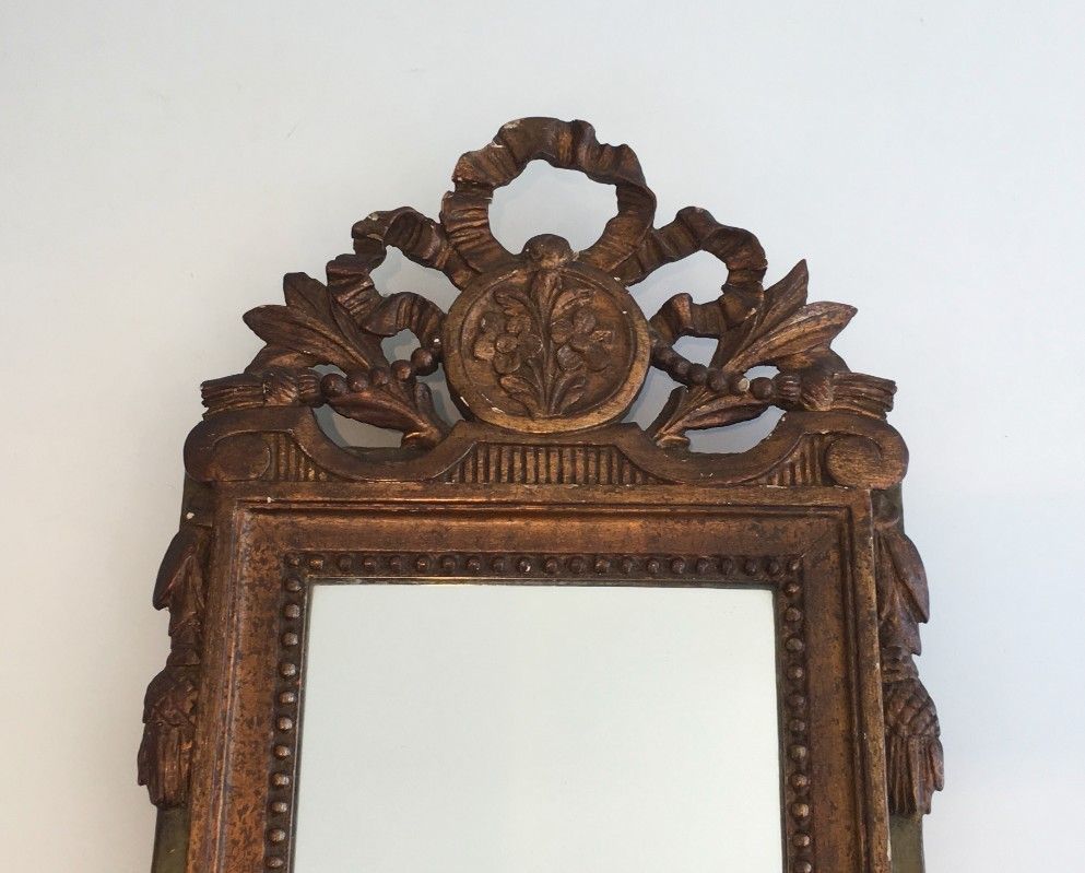 Miroir de Style Louis XVI en Bois Patiné et Doré