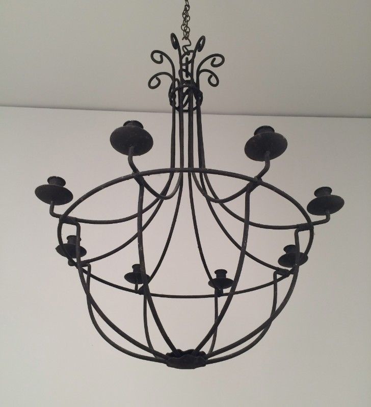 Grand Lustre Cage en Fer forgé