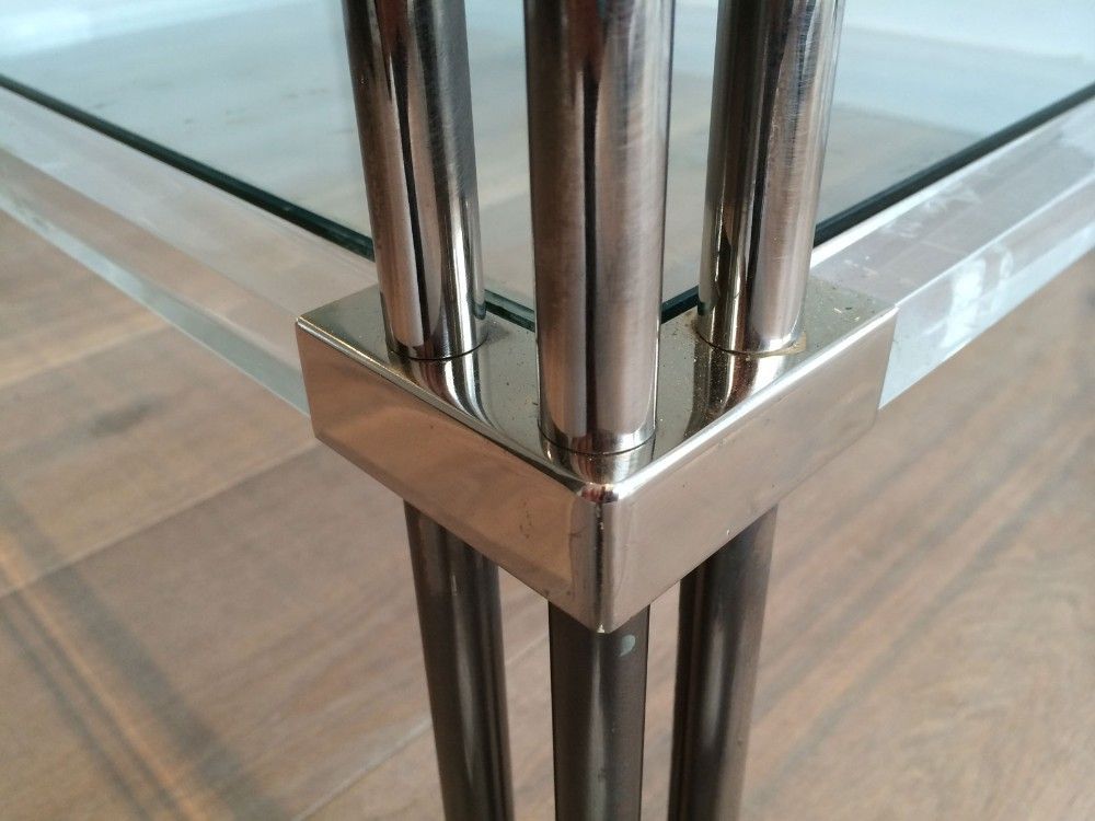 Grande Table Basse en Chrome et Plexiglass