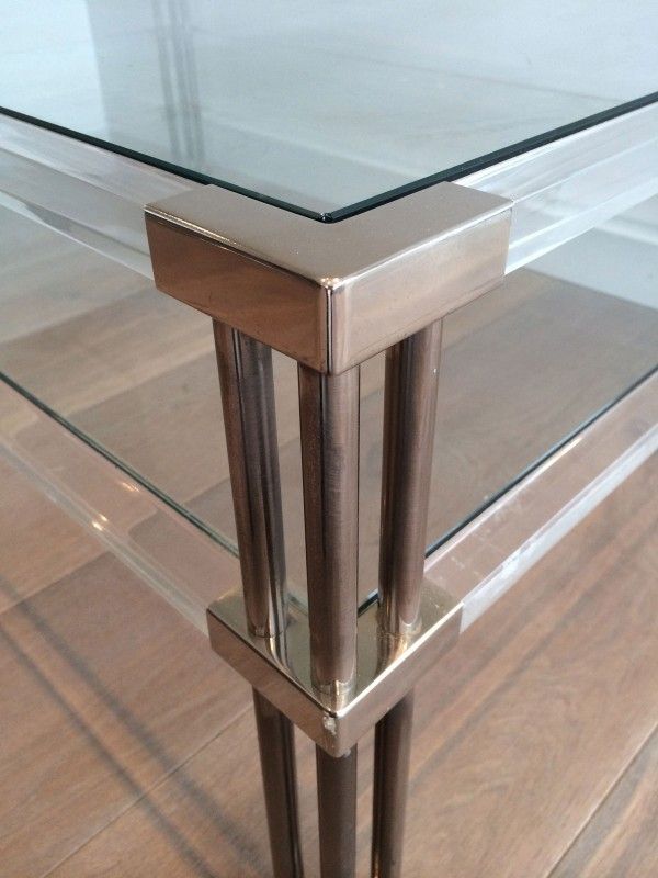 Grande Table Basse en Chrome et Plexiglass