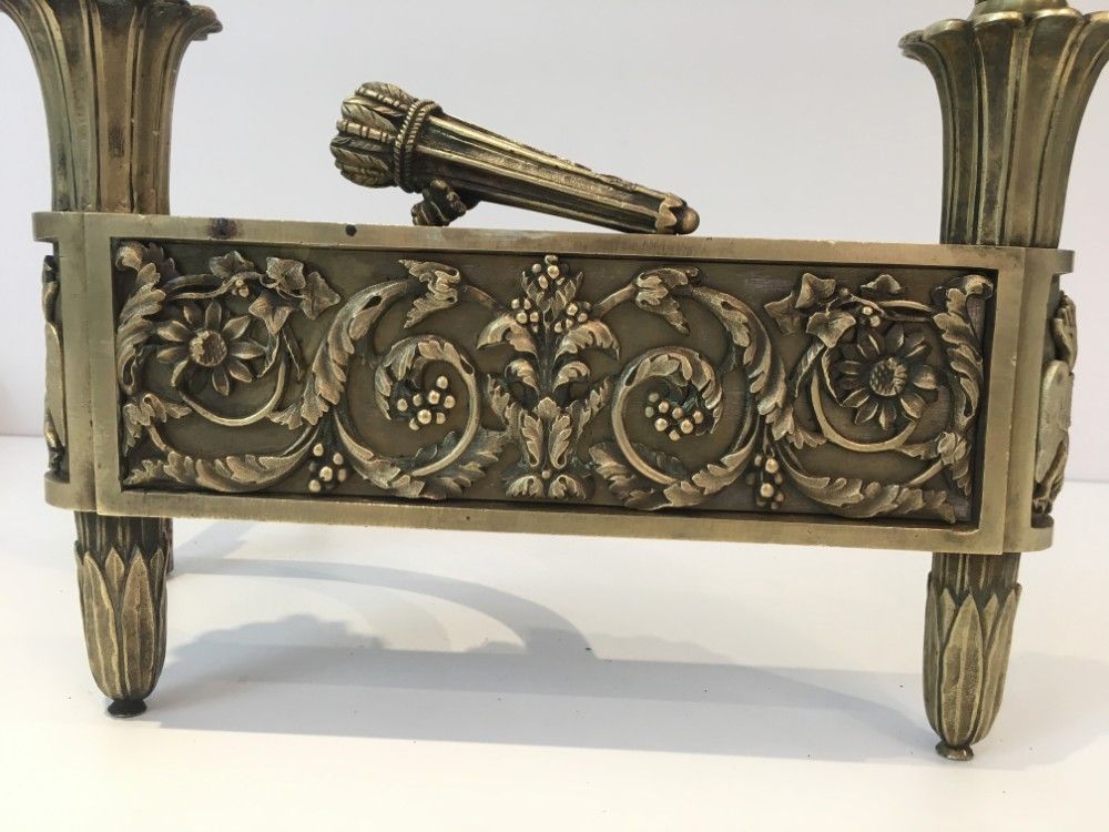 Paire de Chenets d'Epoque Empire en Bronze