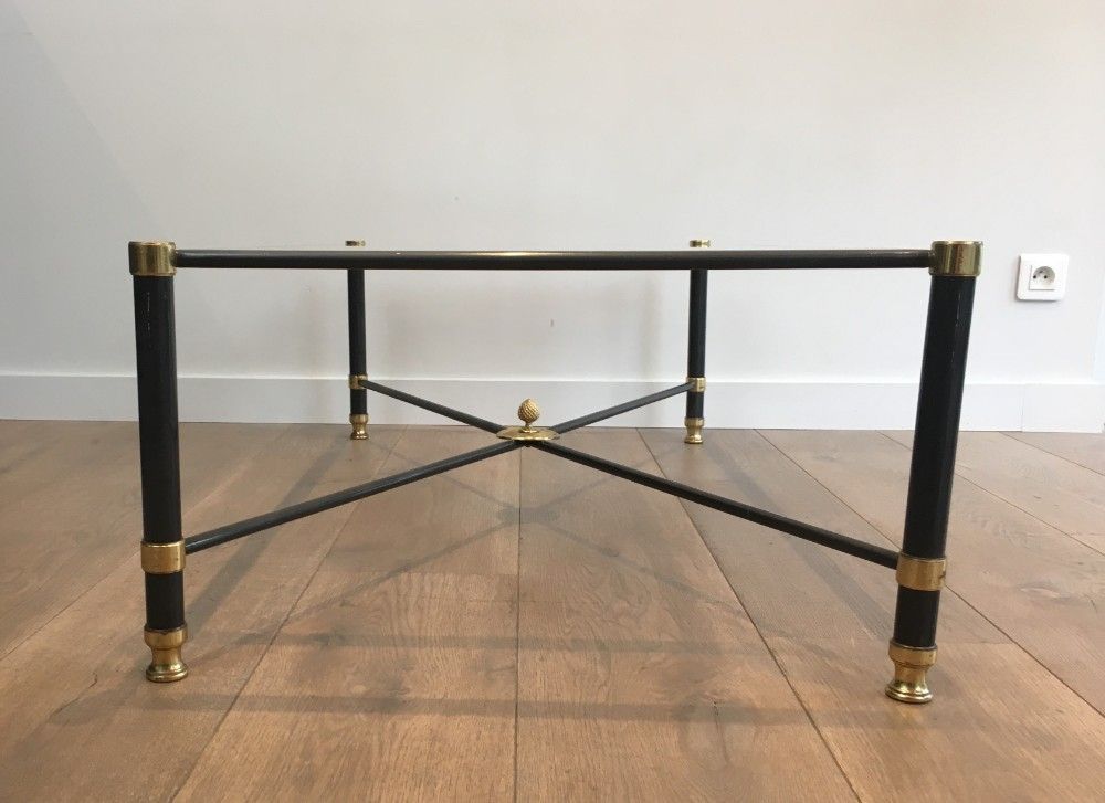 Table Basse à Patine Canon de Fusil et Laiton. Guy Lefèvre pour la Maison Jansen