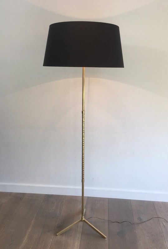 Lampadaire de parquet de Style Néoclassique façon Faux-Bambou en Laiton