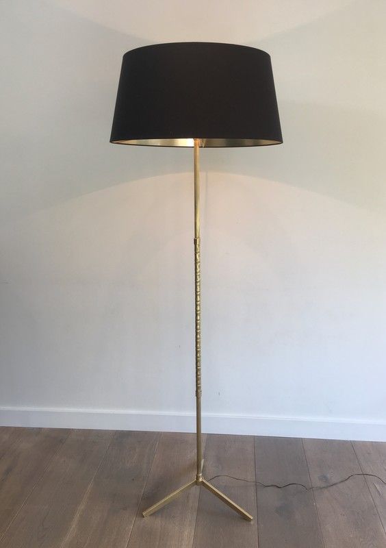 Lampadaire de parquet de Style Néoclassique façon Faux-Bambou en Laiton