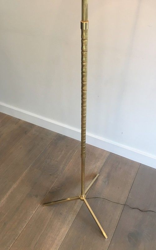 Lampadaire de parquet de Style Néoclassique façon Faux-Bambou en Laiton