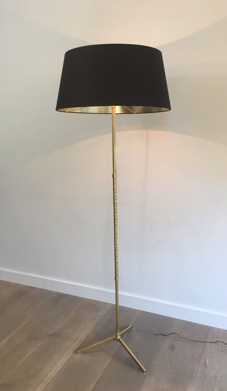 Lampadaire de parquet de Style Néoclassique façon Faux-Bambou en Laiton
