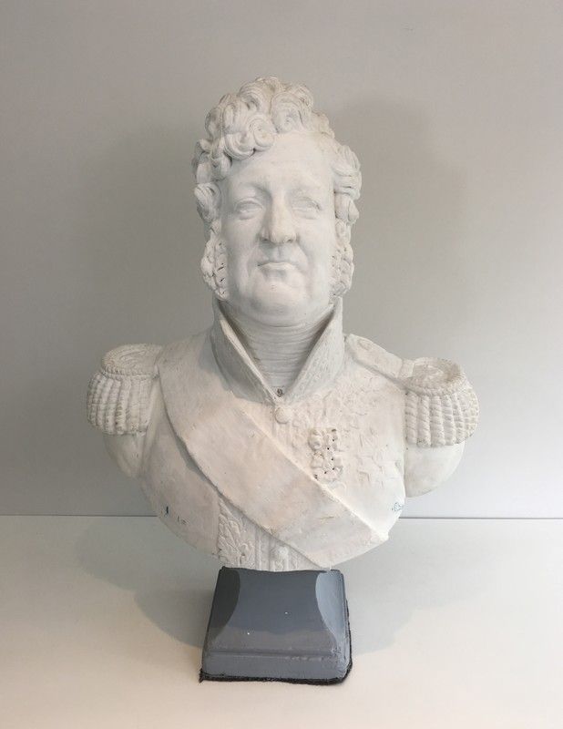 Important Buste en Plâtre Représentant Louis-Philippe