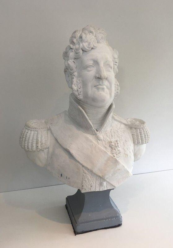Important Buste en Plâtre Représentant Louis-Philippe