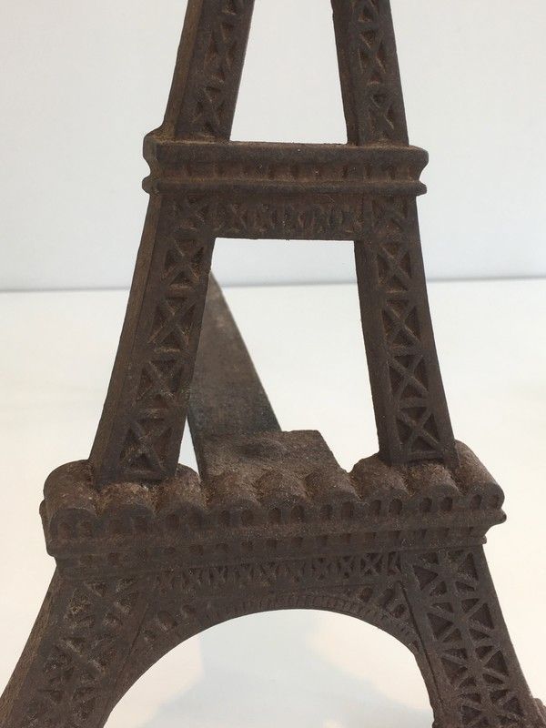 Rare Paire de Chenets Tour Eiffel en Fonte