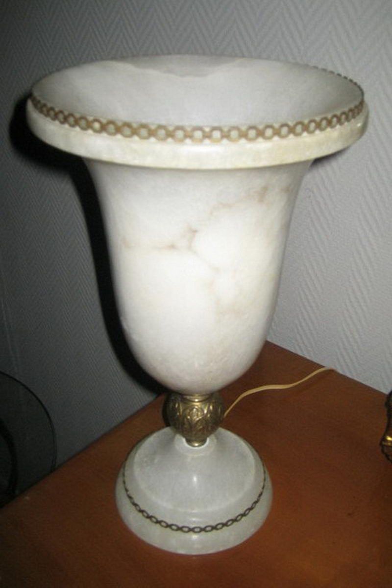 Lampe en Albâtre et Laiton