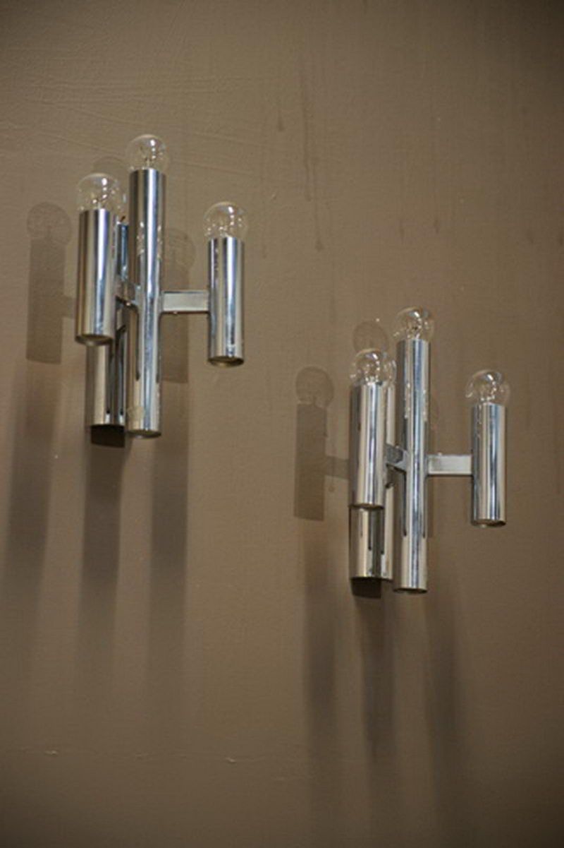 Pair of chromed wall lights