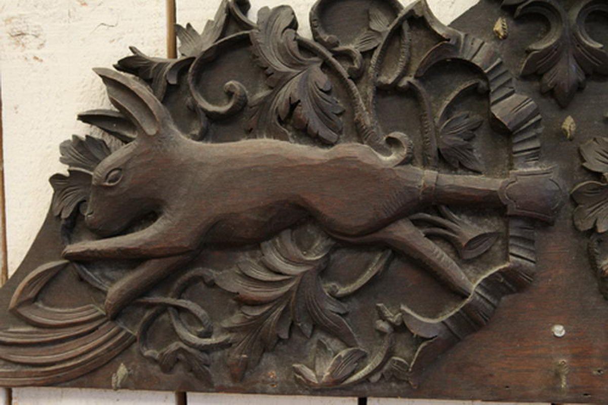 Black forest carved wood coat hanger