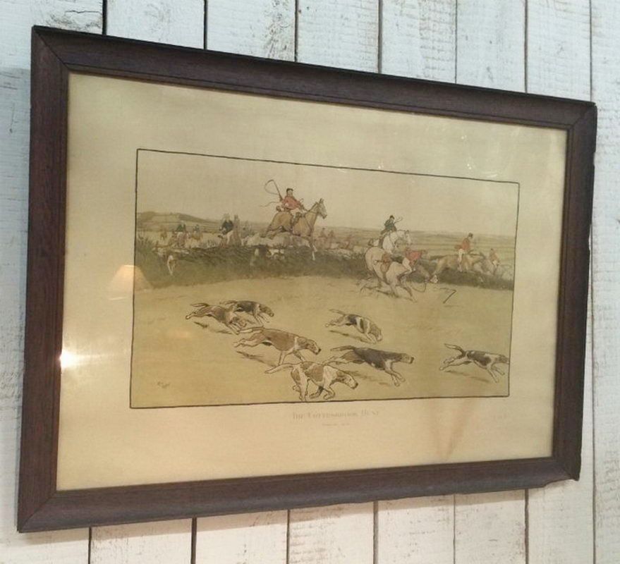 Grande gravure de chasse par Cecil Aldin.