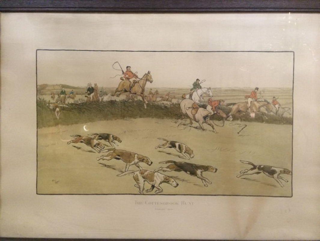 Grande gravure de chasse par Cecil Aldin.