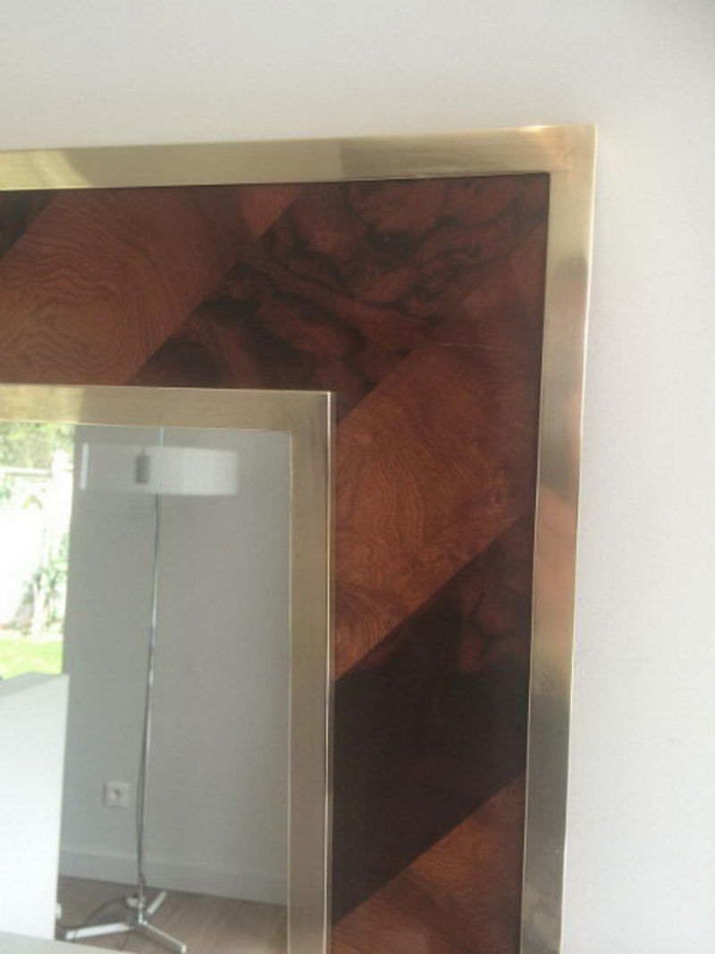 Miroir en Marqueterie de Bois et Laiton