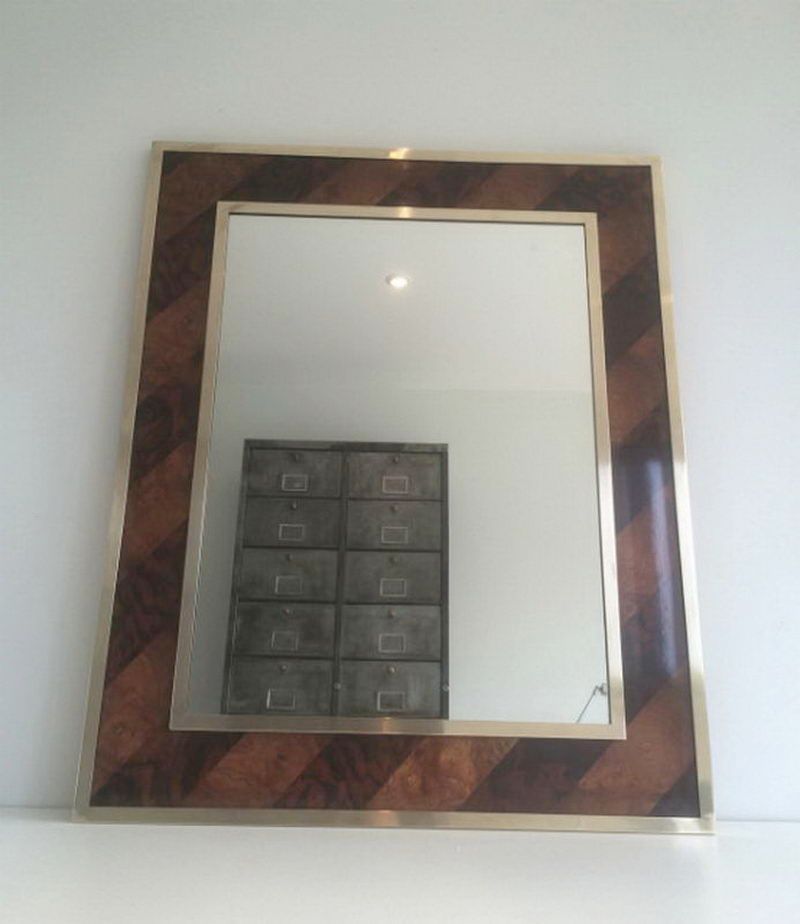 Miroir en Marqueterie de Bois et Laiton