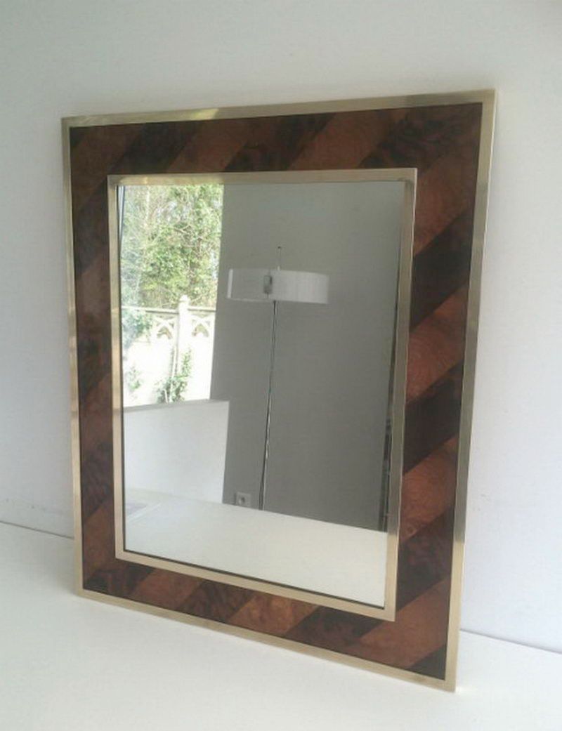 Miroir en Marqueterie de Bois et Laiton