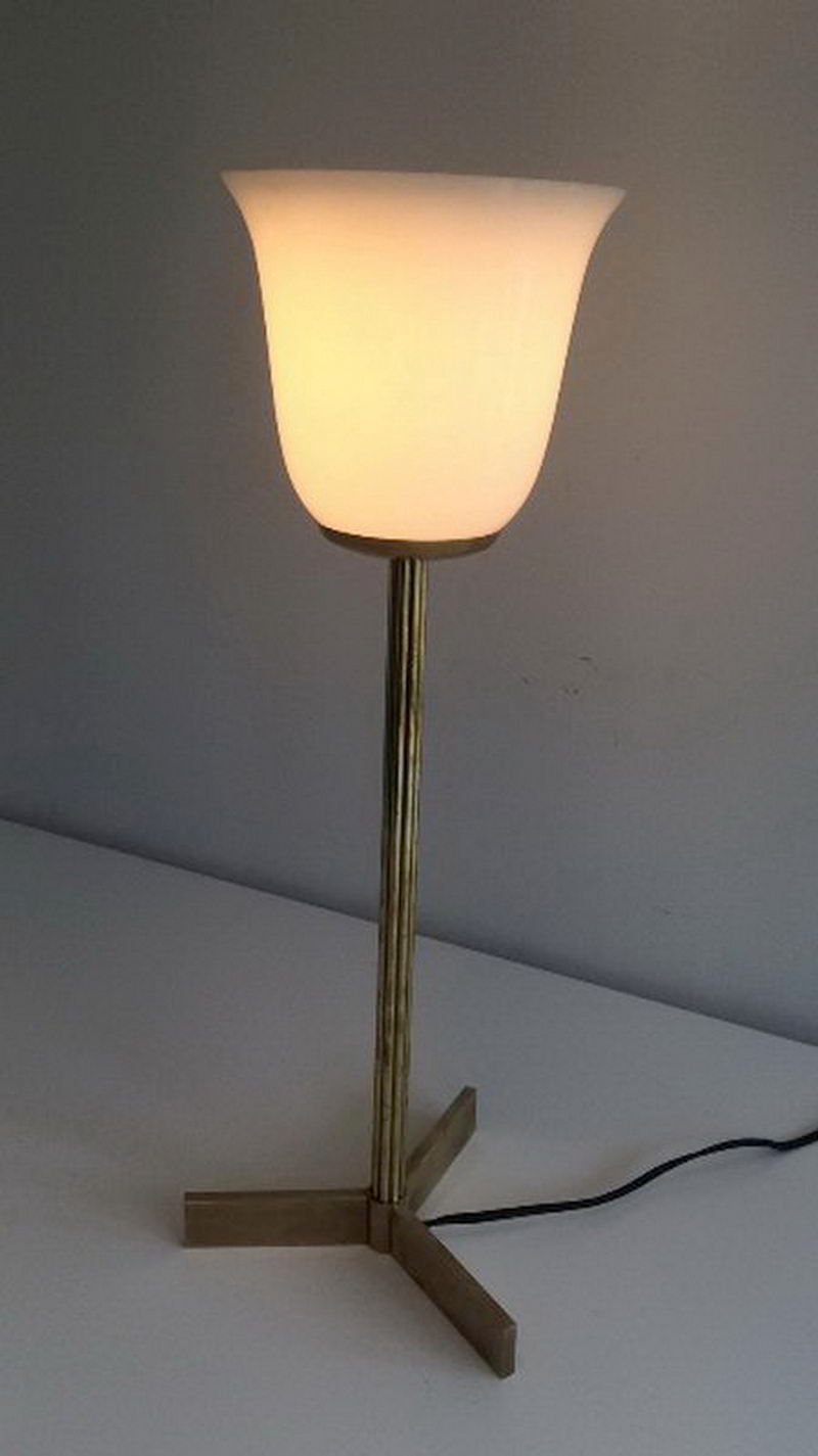 Lampe en Laiton et Opaline