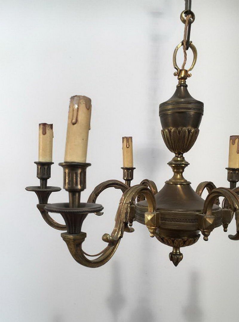 Lustre en Bronze de Style Louis XVI