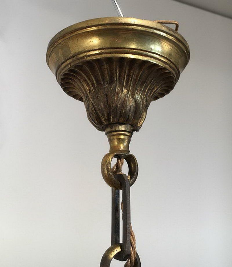 Lustre en Bronze de Style Louis XVI