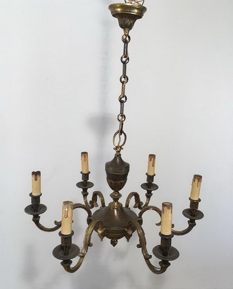 Lustre en Bronze de Style Louis XVI