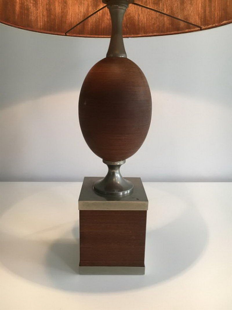 Lampe Oeuf en Bois et Acier Brossé