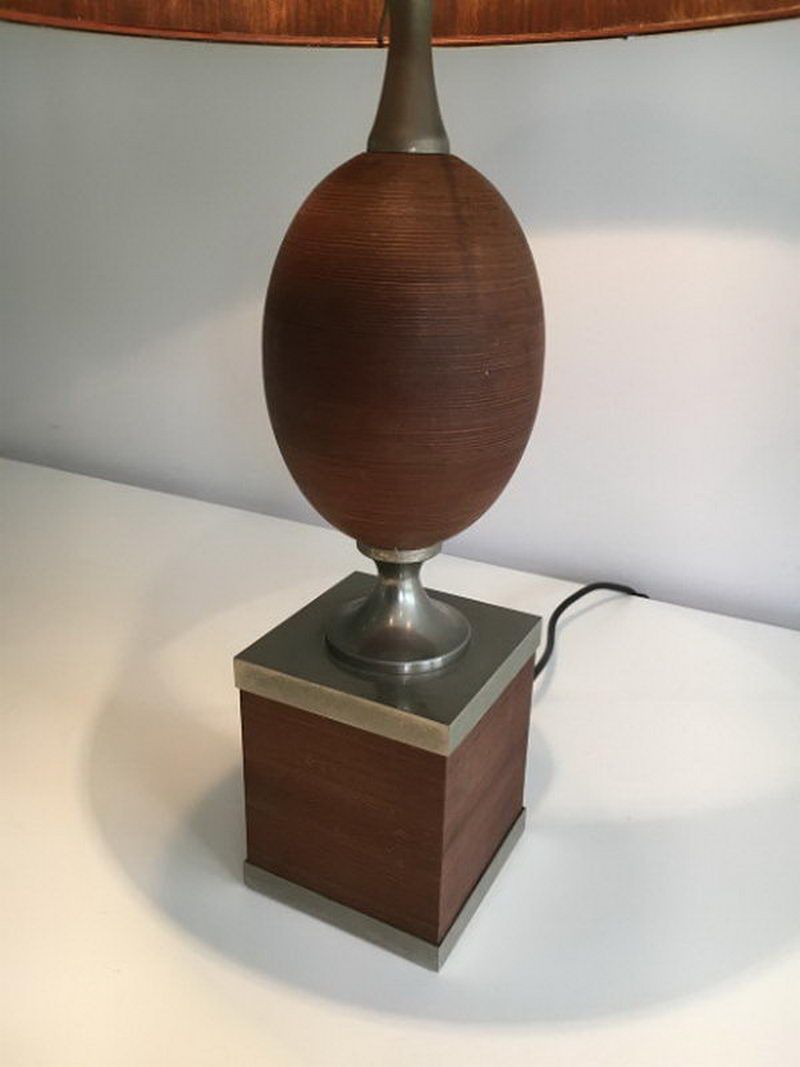 Lampe Oeuf en Bois et Acier Brossé