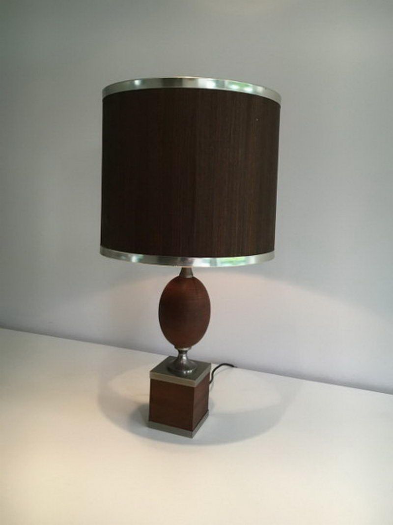 Lampe Oeuf en Bois et Acier Brossé