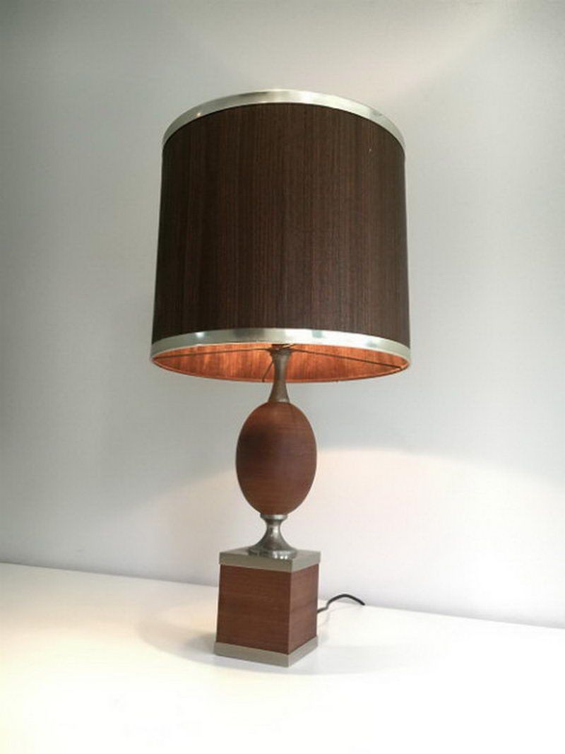 Lampe Oeuf en Bois et Acier Brossé