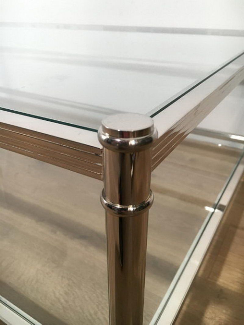 Grande Table Basse Chromée. Roche Bobois