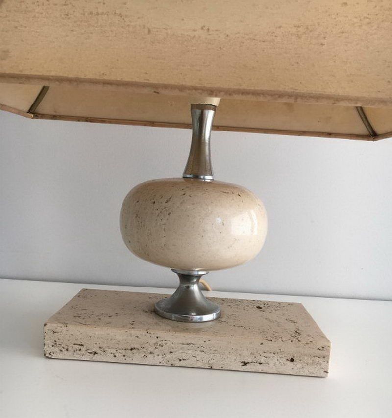 Lampe de Table en Travertin. Philippe Barbier