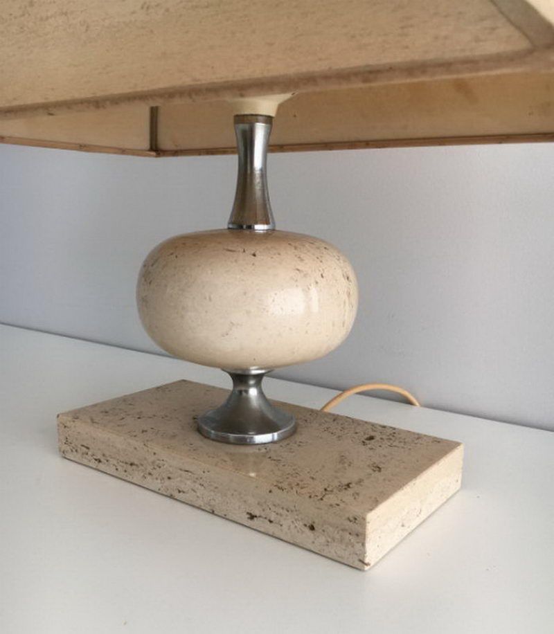 Lampe de Table en Travertin. Philippe Barbier