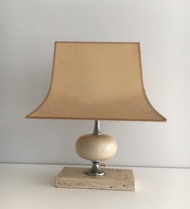 Lampe de Table en Travertin. Philippe Barbier